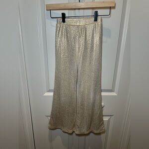 Made By Molly Metallic Gold Shimmer Flare-Leg Girls Pants Size 8 EUC